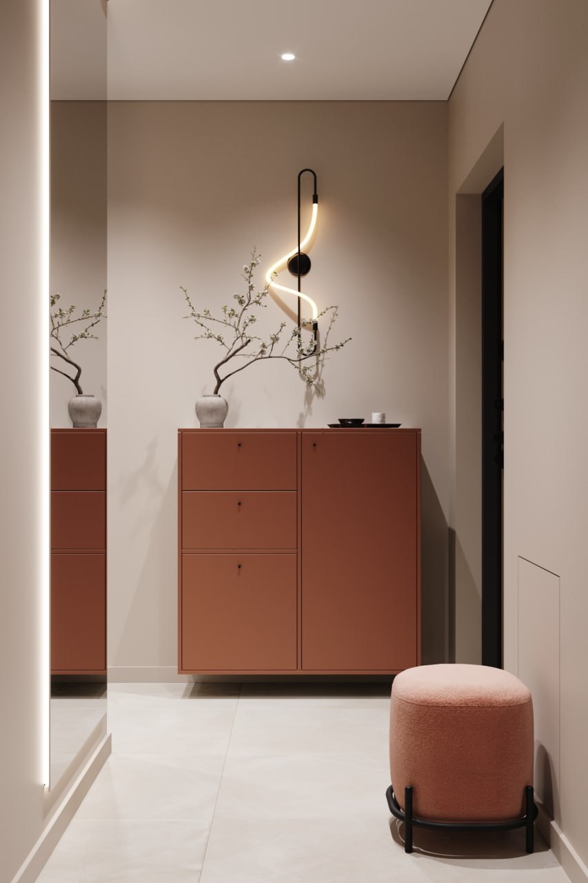 Прихожая с мягкими пастельными оттенками